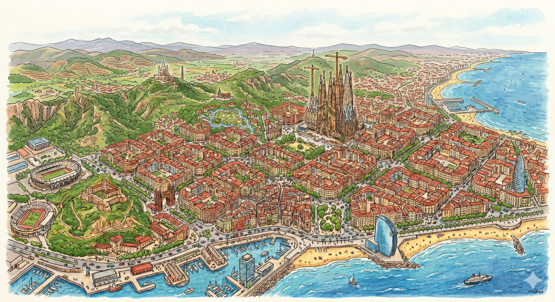 Mapa ilustrado de un barrio con casas y personas conectadas